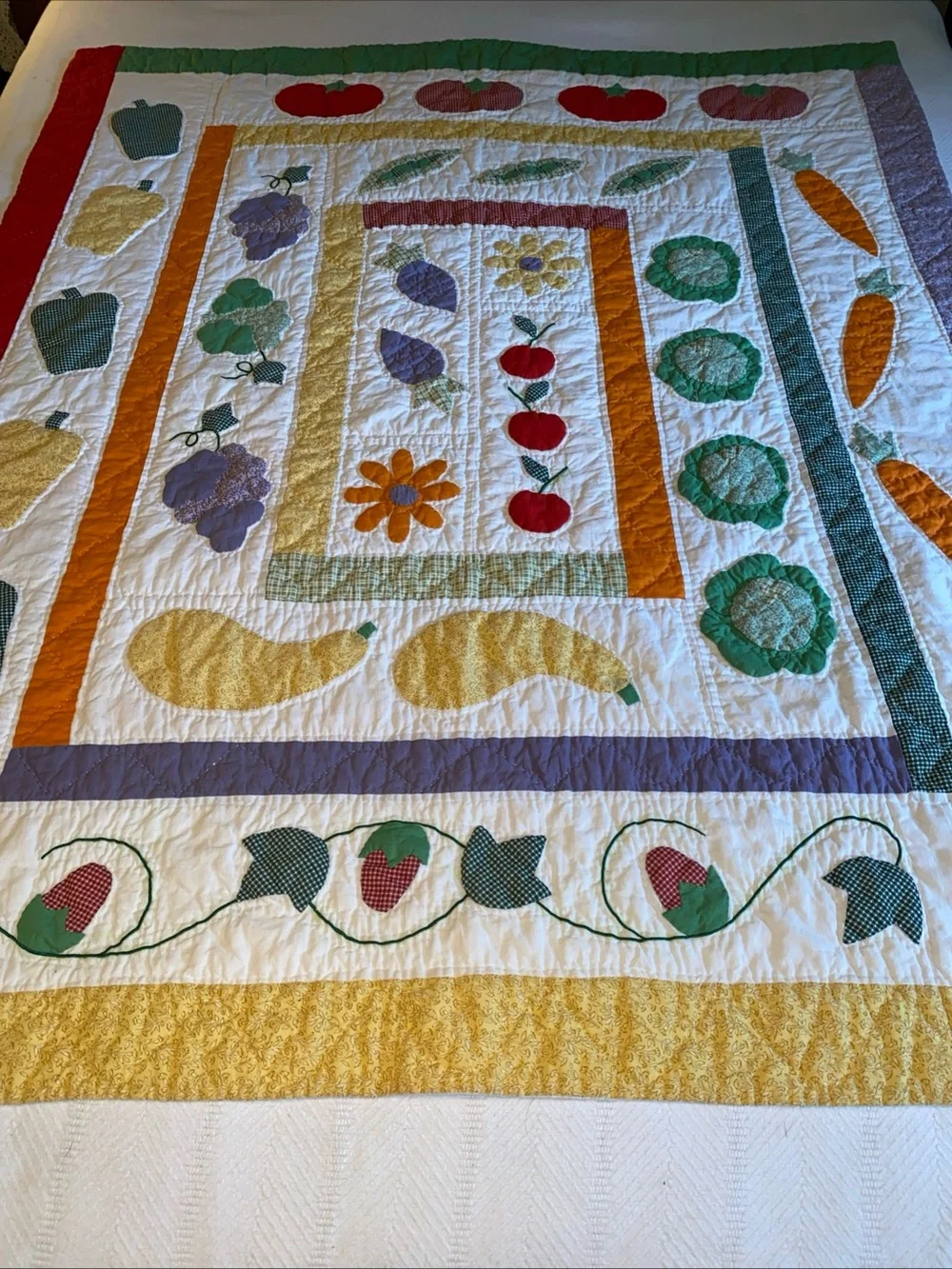 American Pacific Cotton Fruits And Vegetables Quilt Lap Quilt 49”x 59” -B8